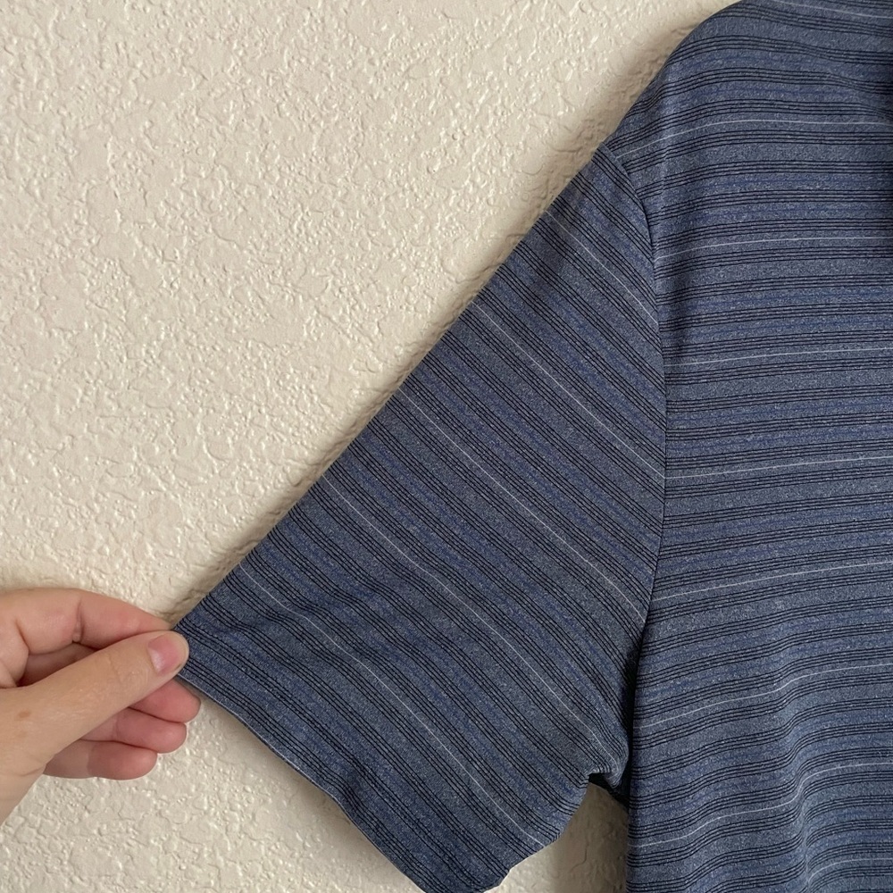 Z by Zella Men’s Striped Performance Court Polo Shirt M Blue - Picture 5 of 9